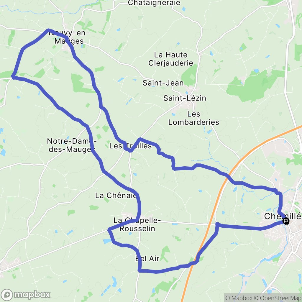 Chemillé-en-Anjou : carte du parcours de randonnée - France