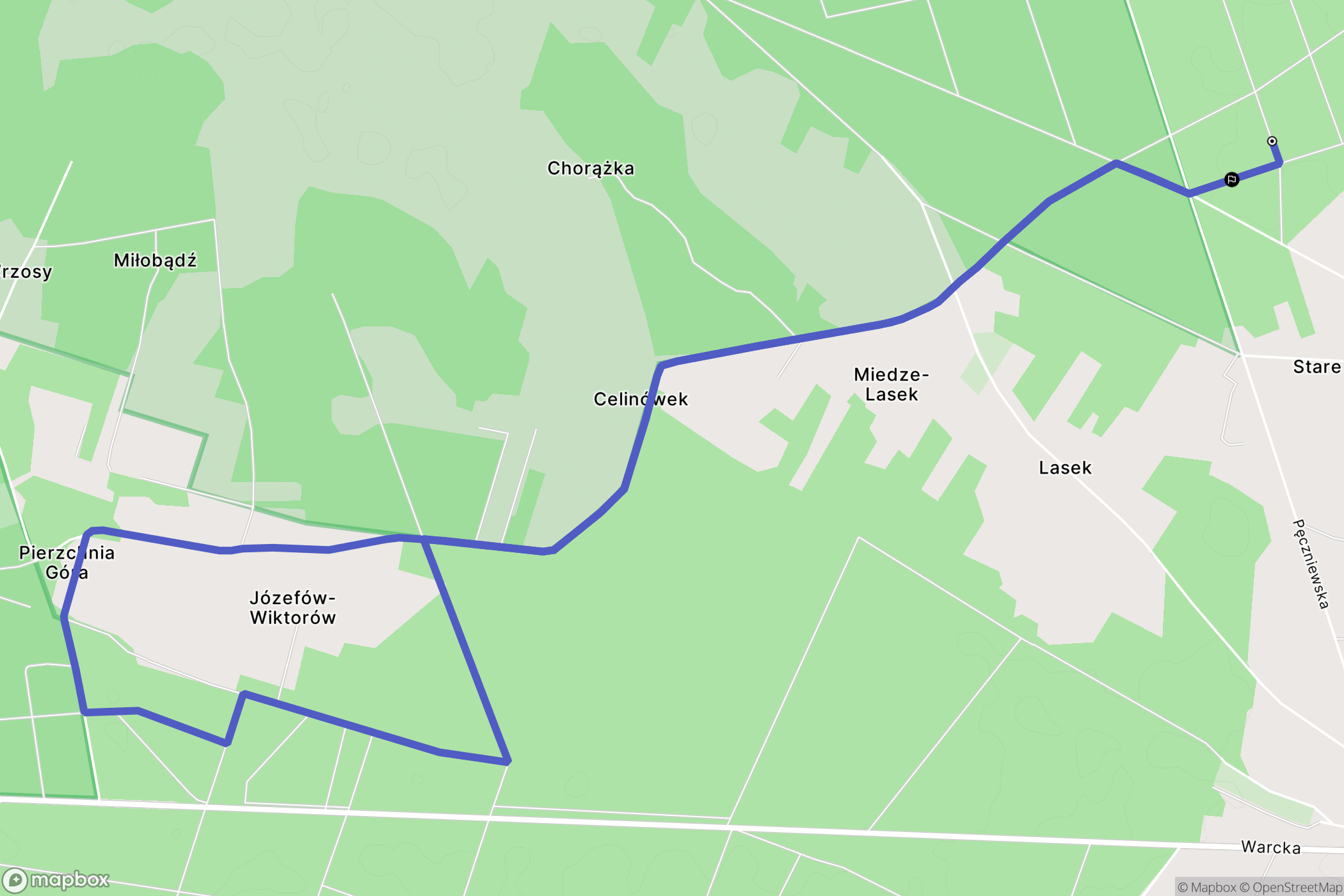 Lasek: mapa trasy - Poland