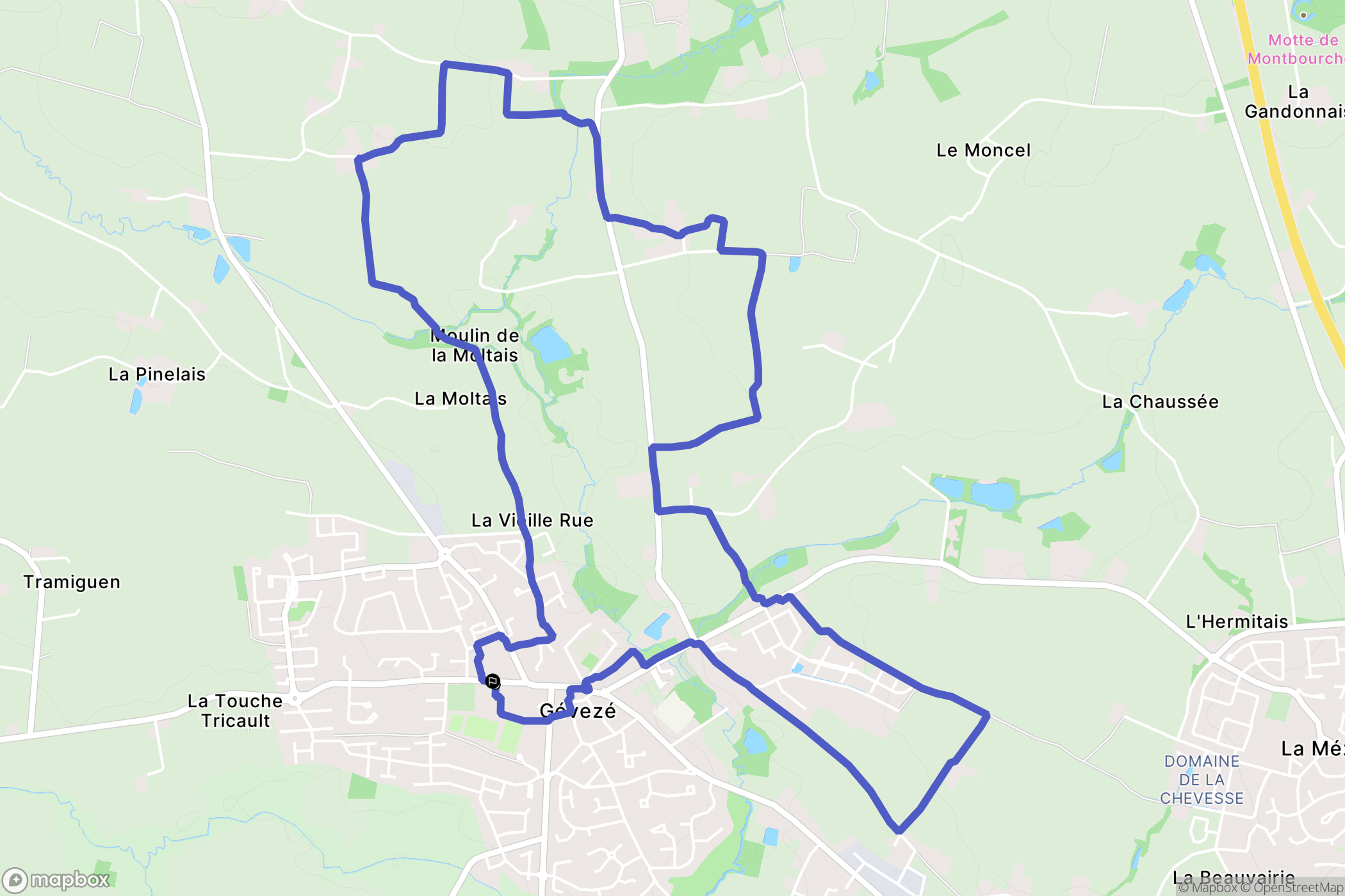 Gévezé : carte du parcours de randonnée - France