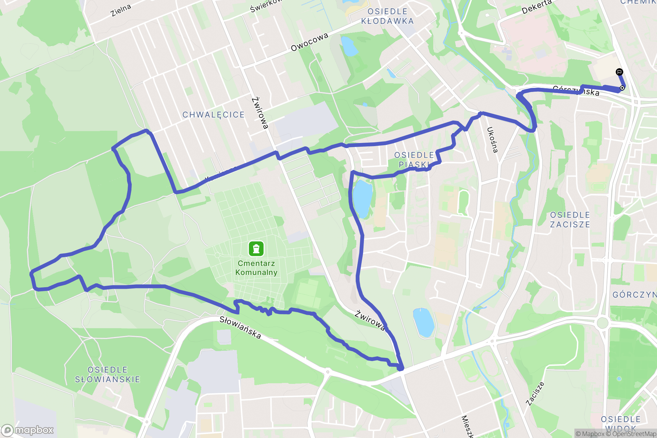 Gorzów Wielkopolski: mapa trasy - Poland