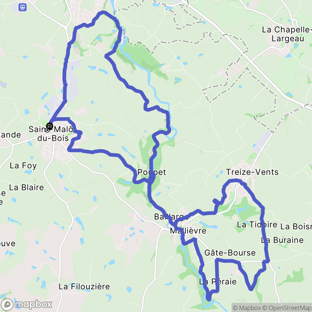 Saint-Malô-du-Bois : carte du parcours de randonnée - France