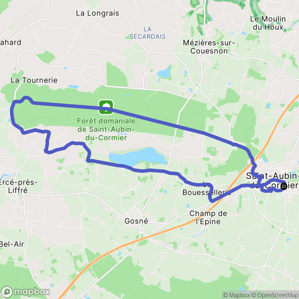 Saint-Aubin-du-Cormier : carte du parcours de randonnée - France