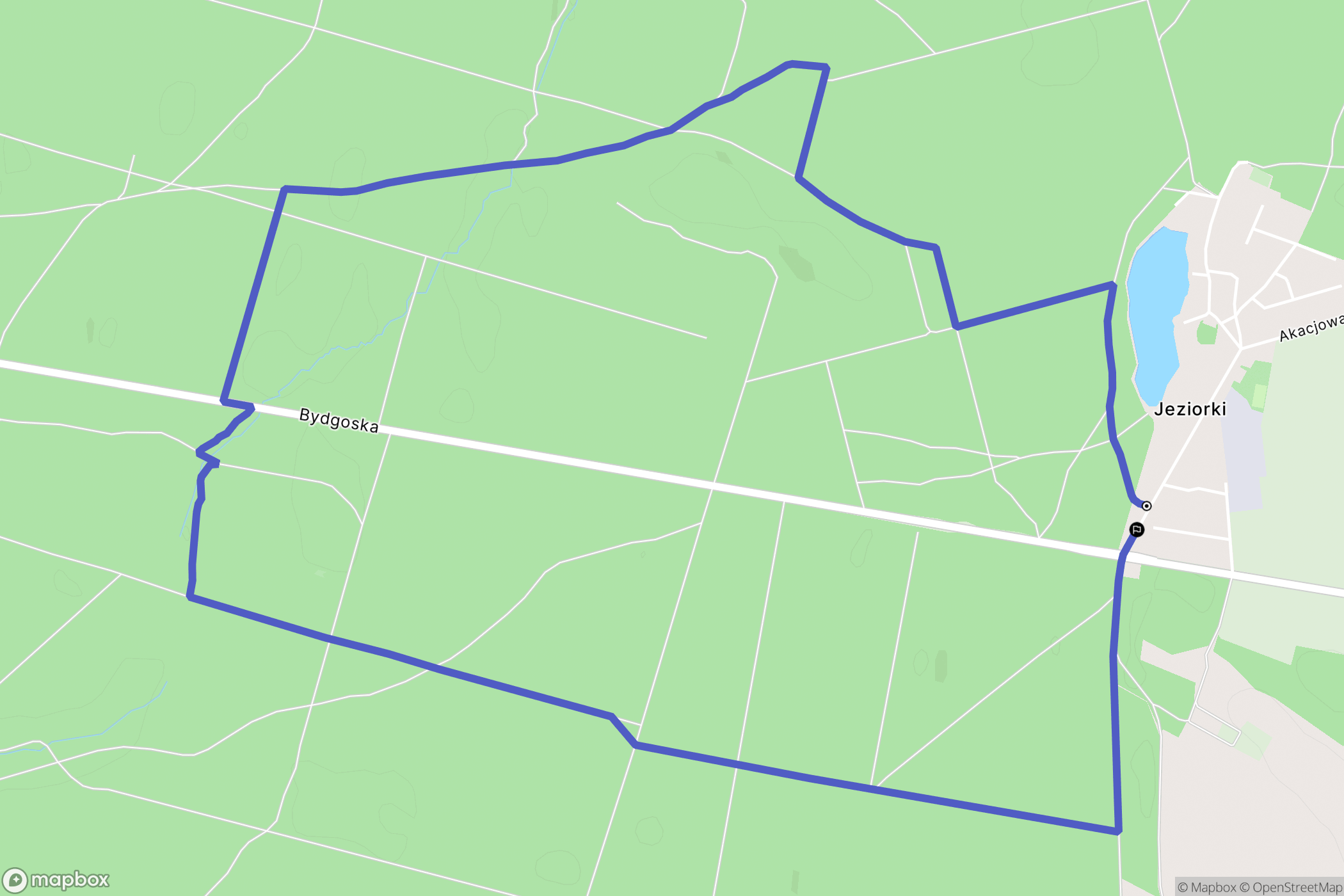 Jeziorki: mapa trasy - Poland