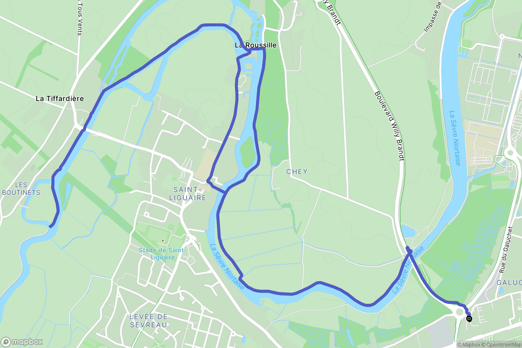 Niort : carte du parcours de randonnée - France