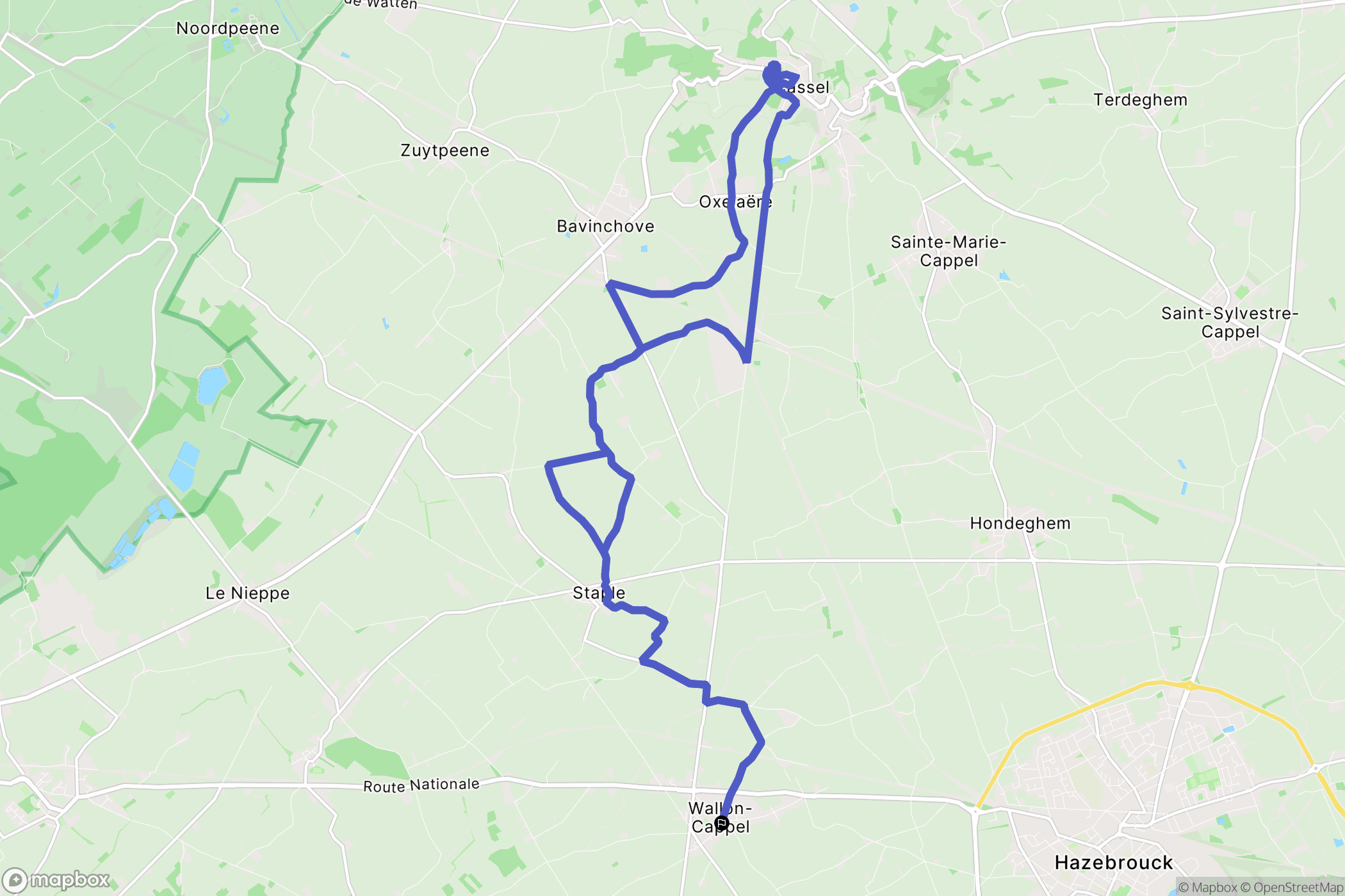Wallon-Cappel : carte du parcours de randonnée - France