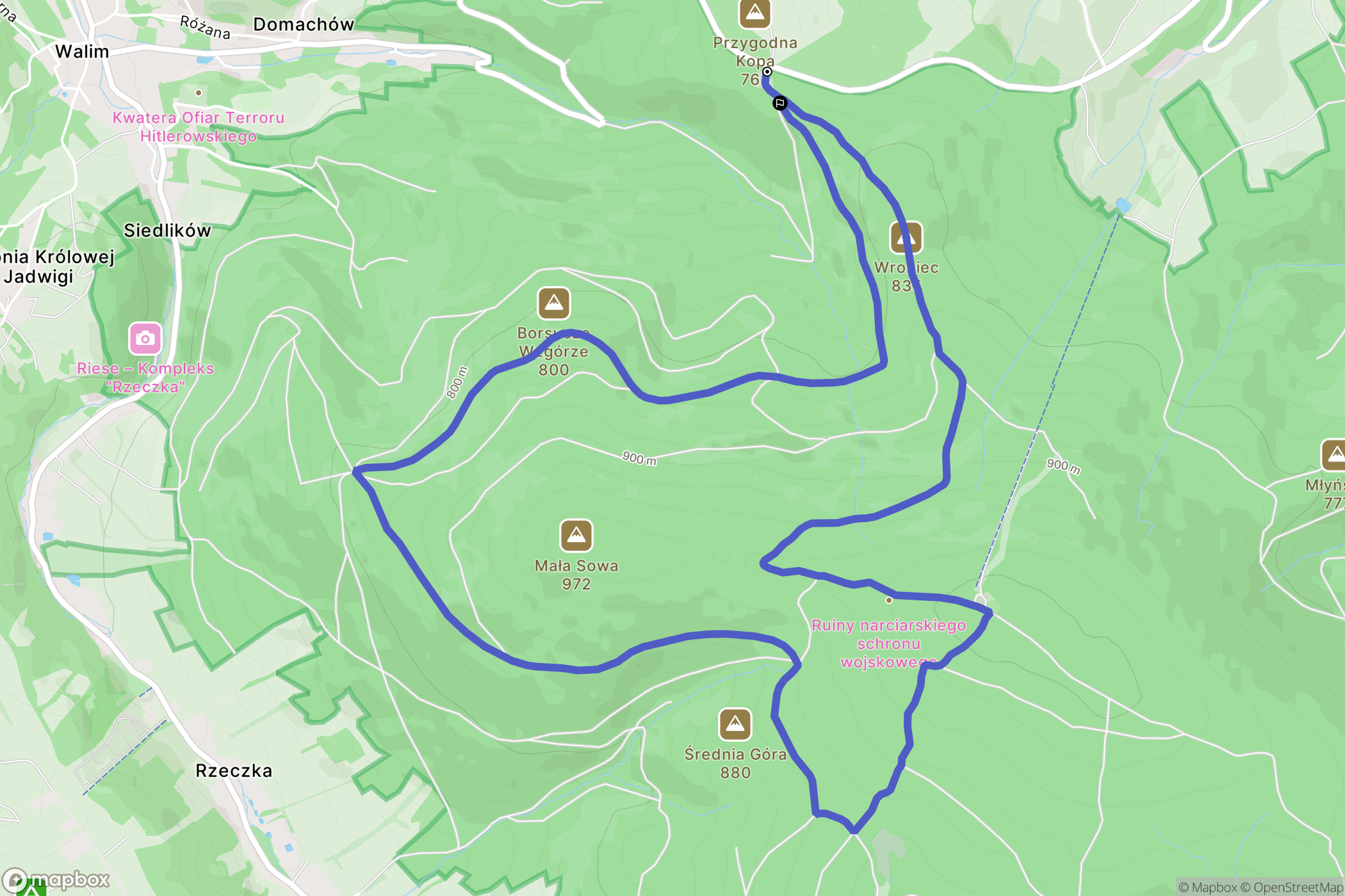 Modlęcin: mapa trasy - Poland