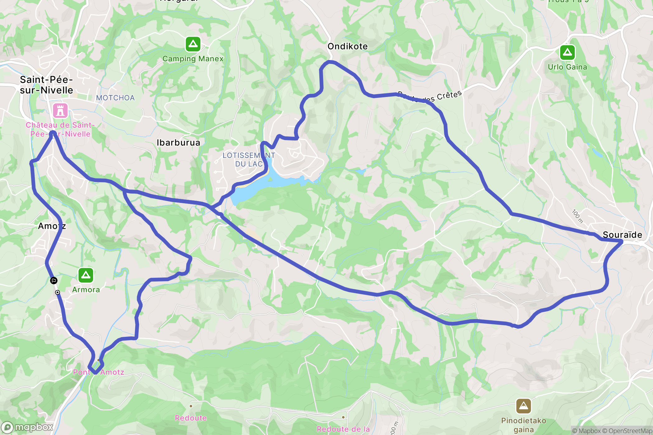 Saint-Pée-sur-Nivelle : carte du parcours de randonnée - France