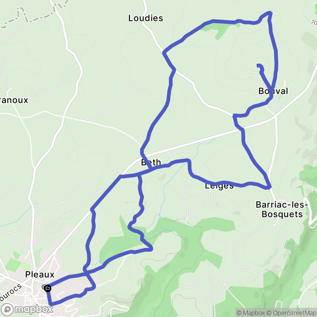 Pleaux : carte du parcours de randonnée - France
