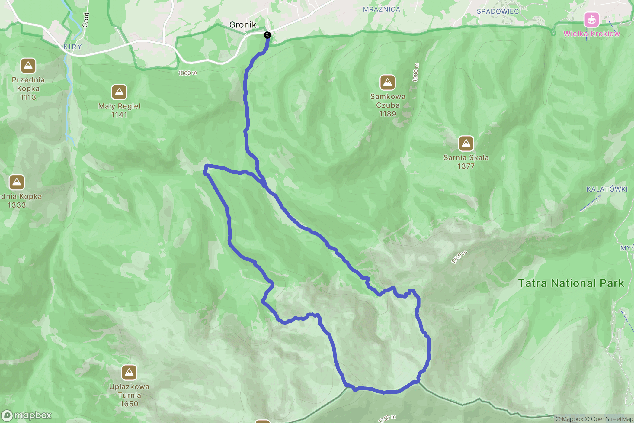 Kościelisko: mapa trasy - Poland