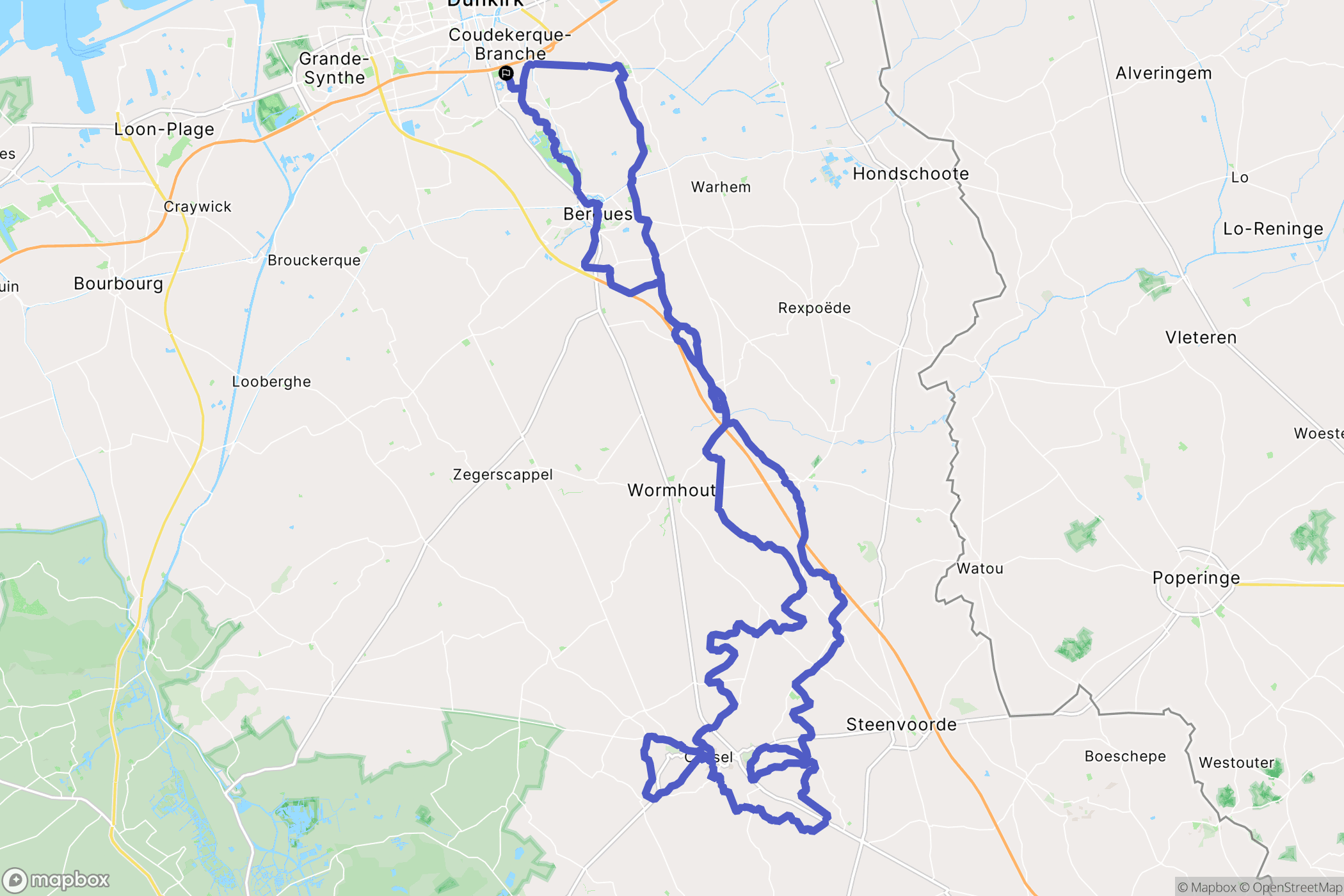 Coudekerque-Branche : carte du parcours de randonnée - France