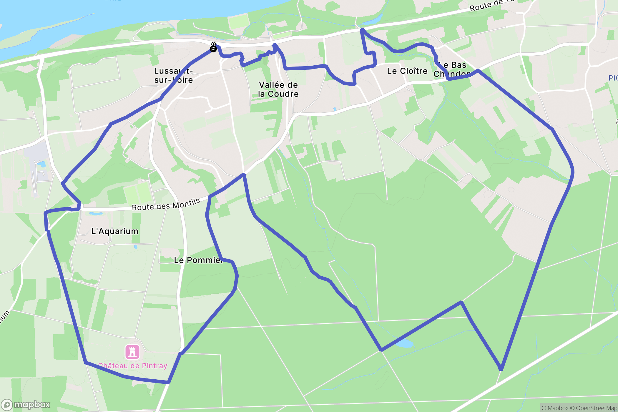 Lussault-sur-Loire : carte du parcours de randonnée - France
