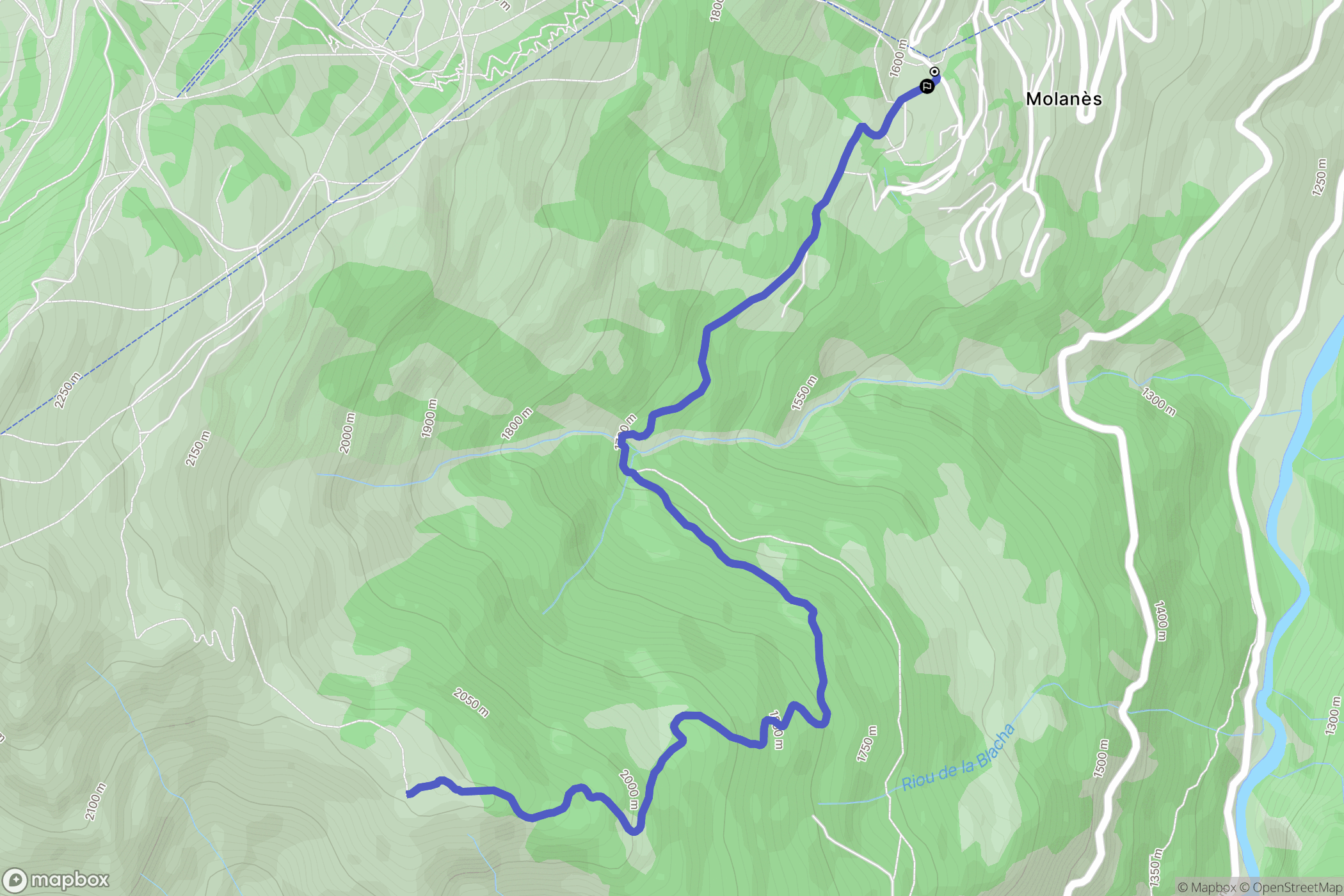 Uvernet-Fours : carte du parcours de randonnée - France