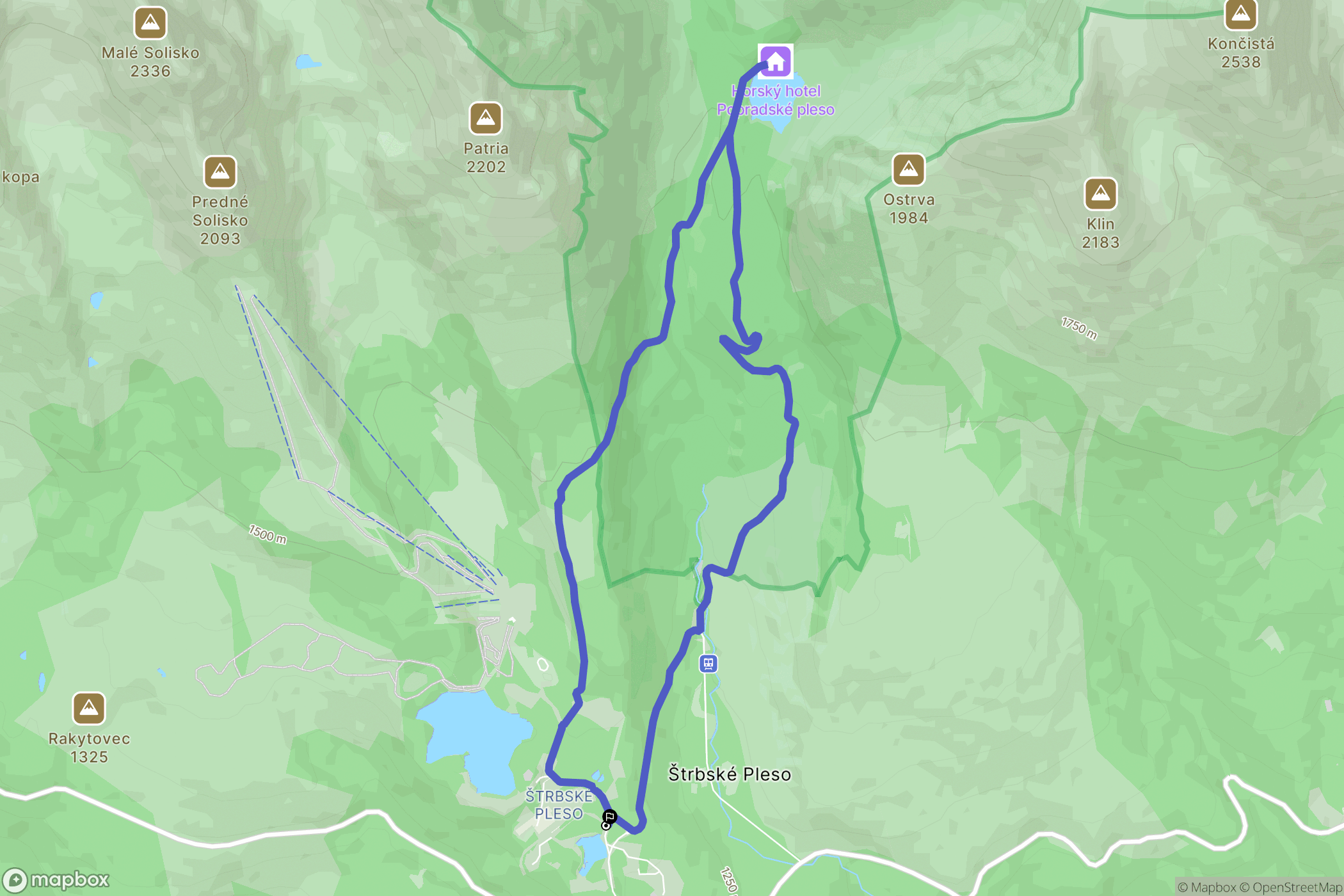 Vysoké Tatry: mapa trasy - Slovakia