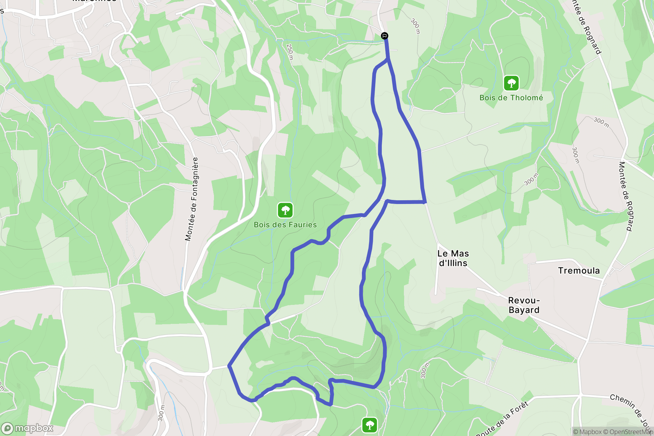 Chaponnay : carte du parcours de randonnée - France
