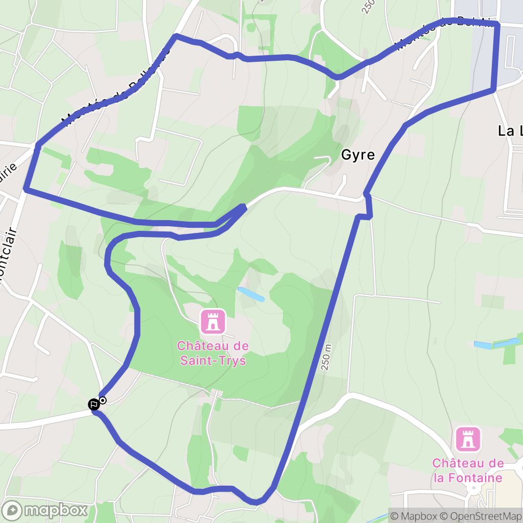 Pommiers : carte du parcours de randonnée - France