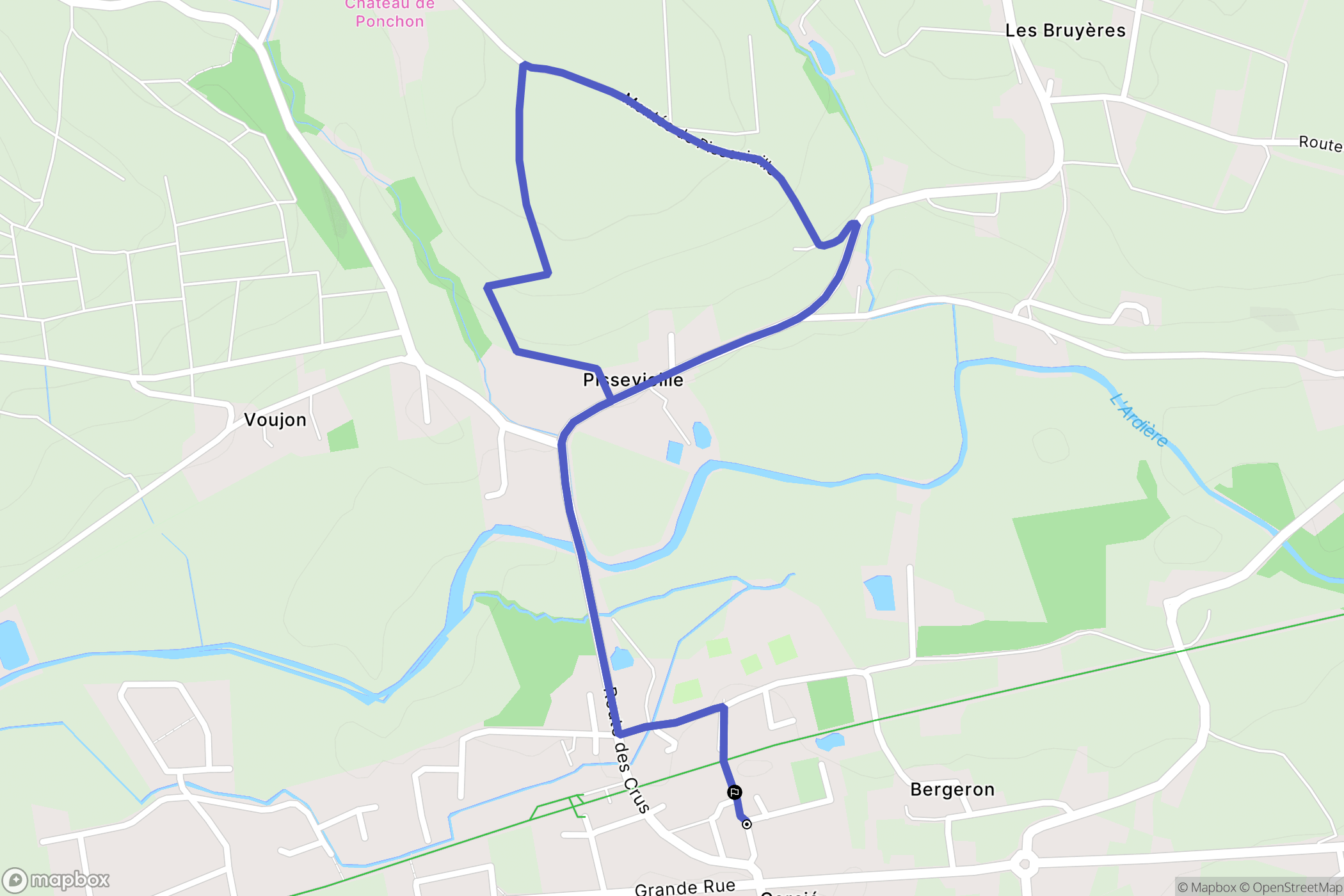 Cercié : carte du parcours de randonnée - France