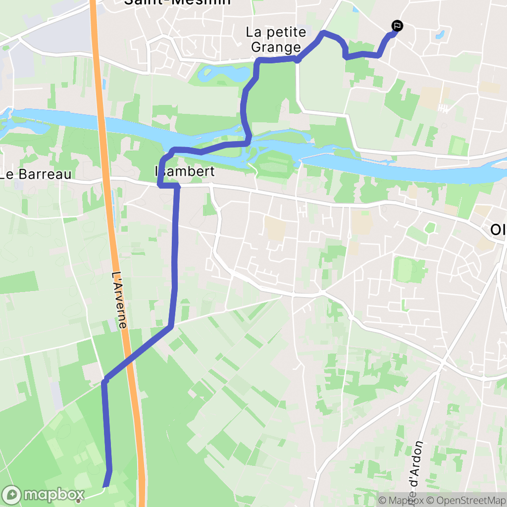 Olivet : carte du parcours de randonnée - France