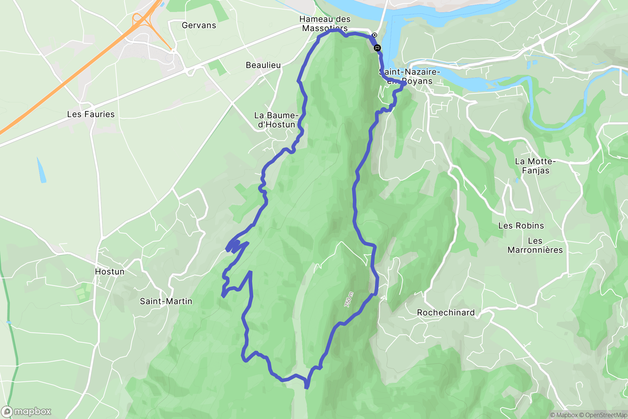 Saint-Nazaire-en-Royans : carte du parcours de randonnée - France