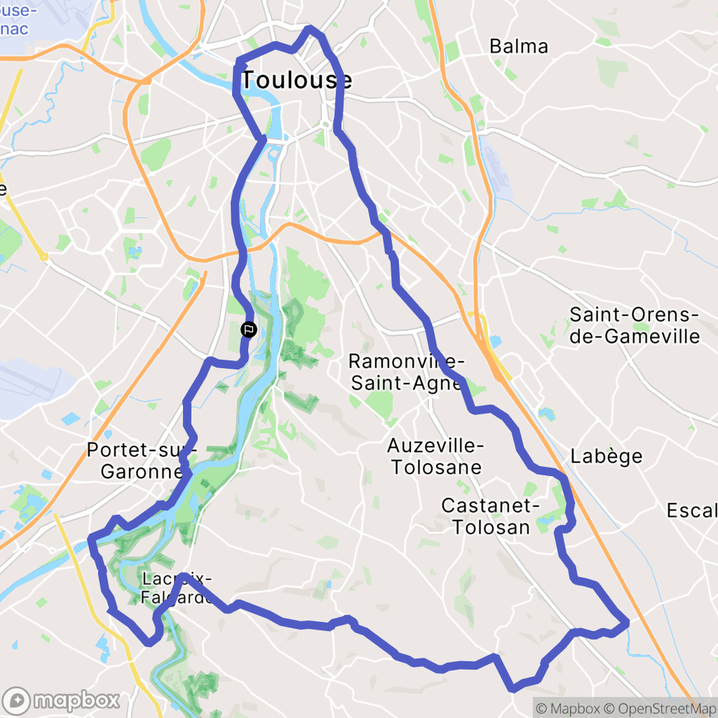 Toulouse : carte du parcours de randonnée - France