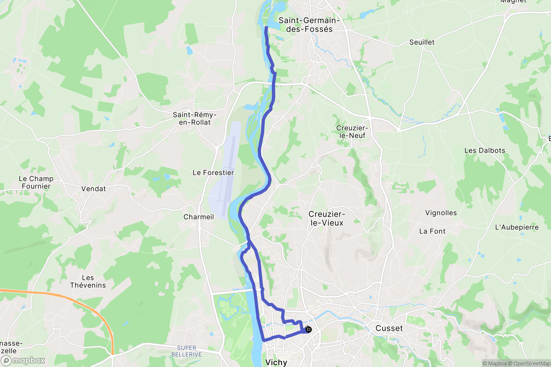 Vichy : carte du parcours de randonnée - France