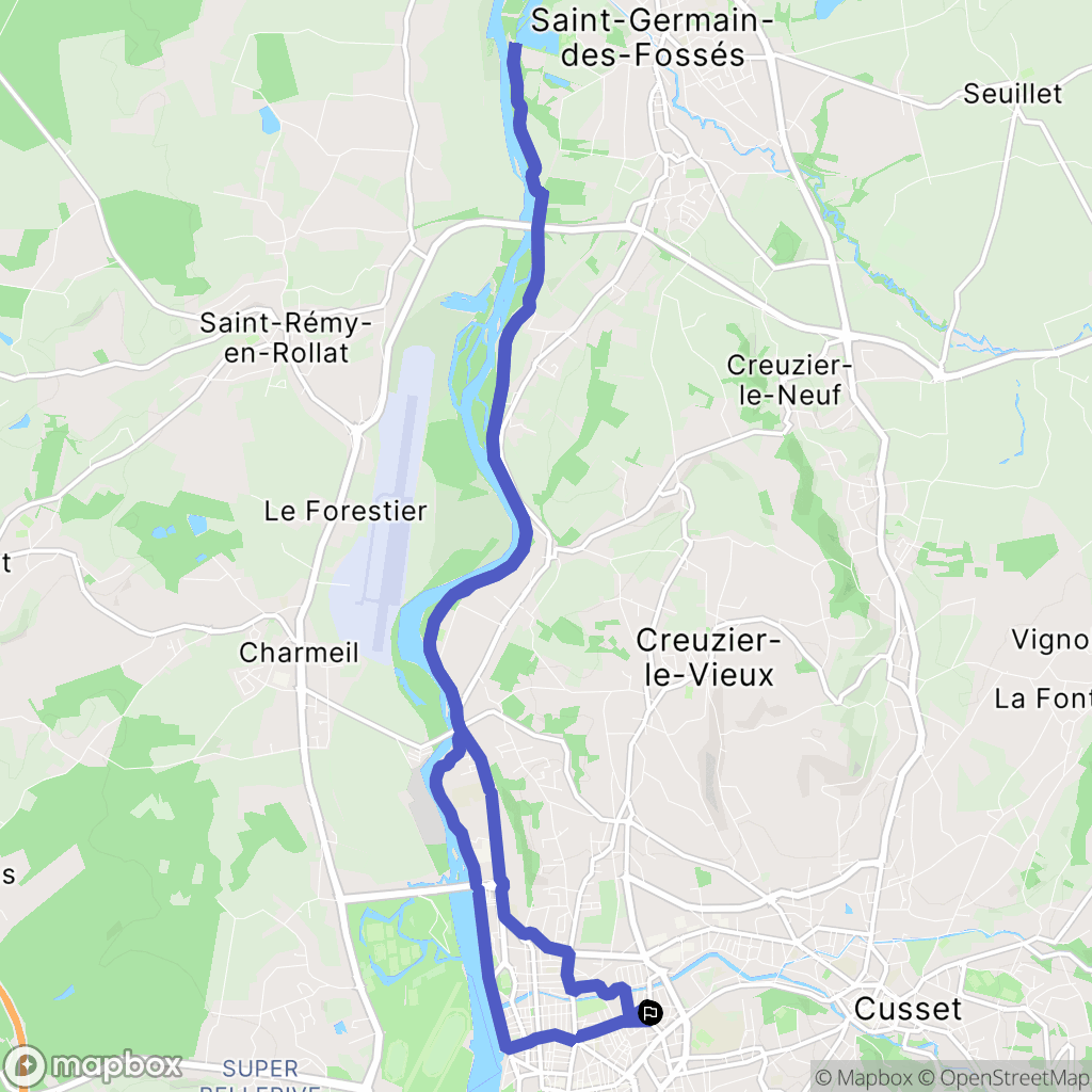 Vichy : carte du parcours de randonnée - France
