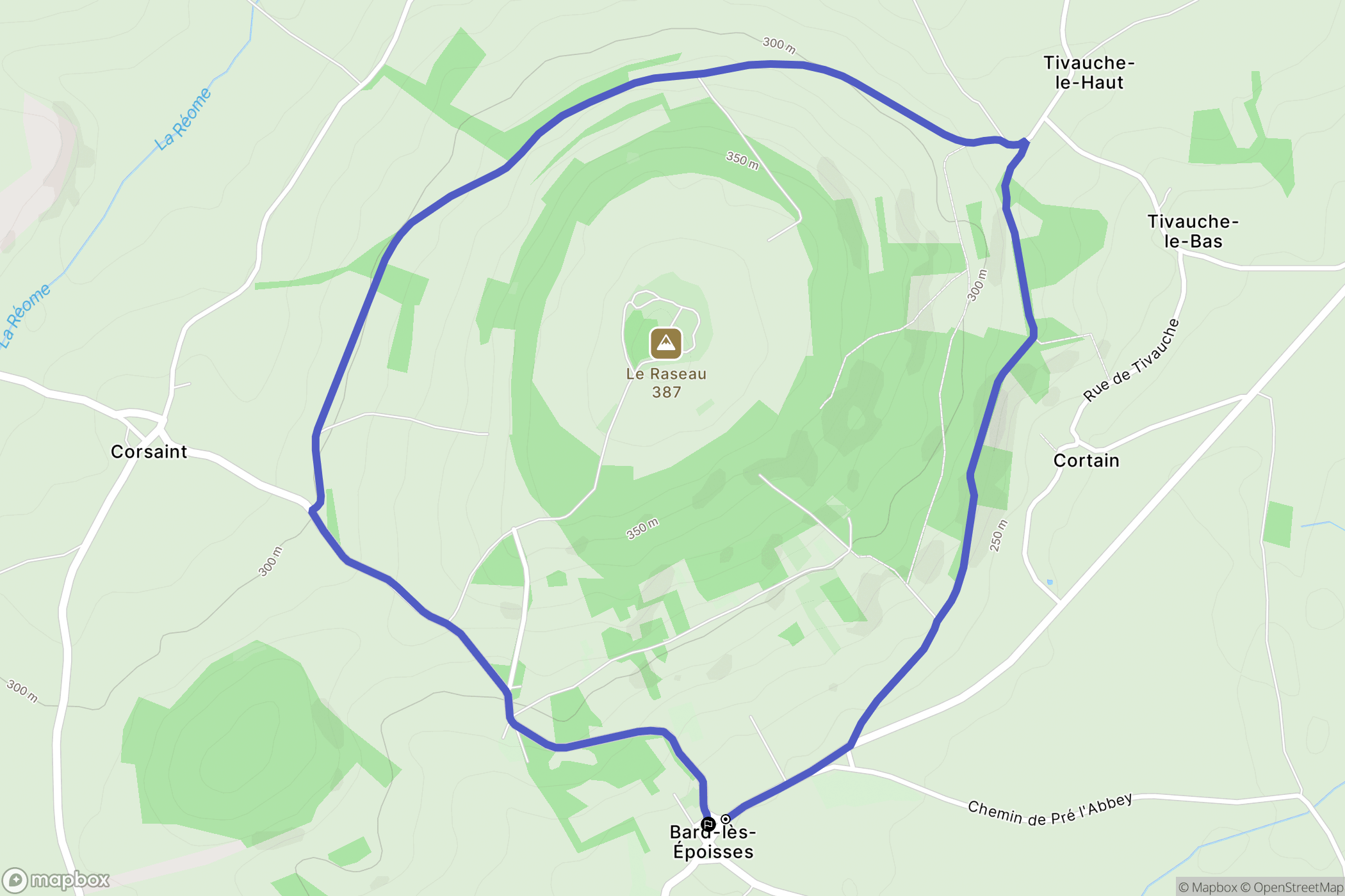 Bard-lès-Époisses : carte du parcours de randonnée - France