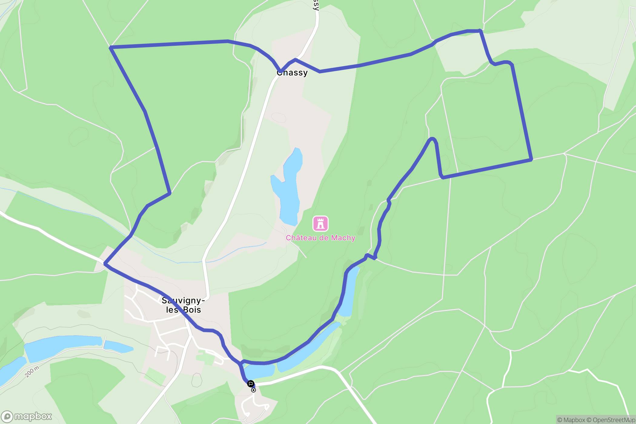 Sauvigny-les-Bois : carte du parcours de randonnée - France