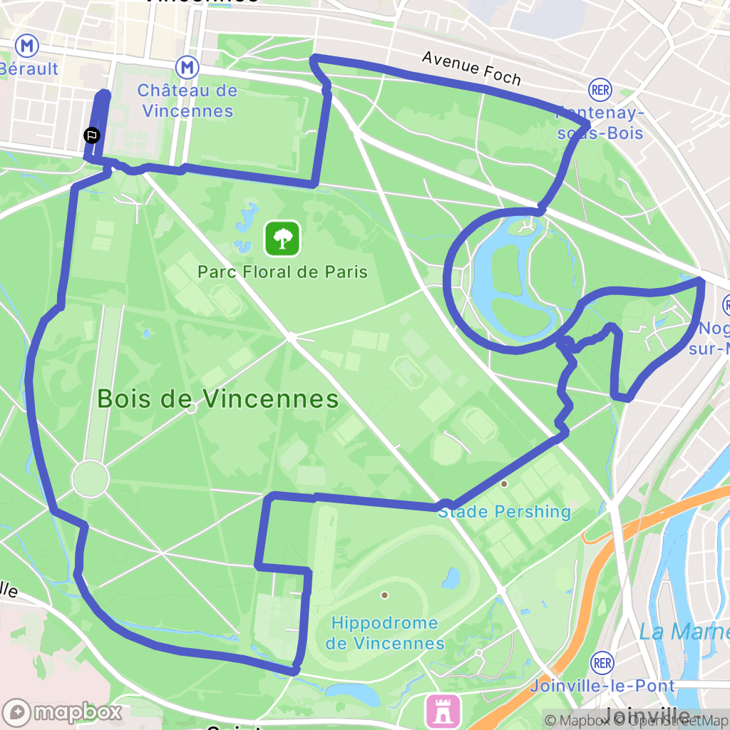 Vincennes : carte du parcours de randonnée - France