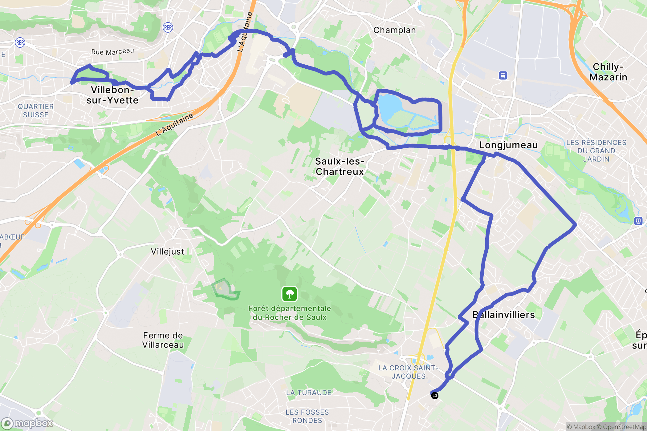 Ballainvilliers : carte du parcours de randonnée - France