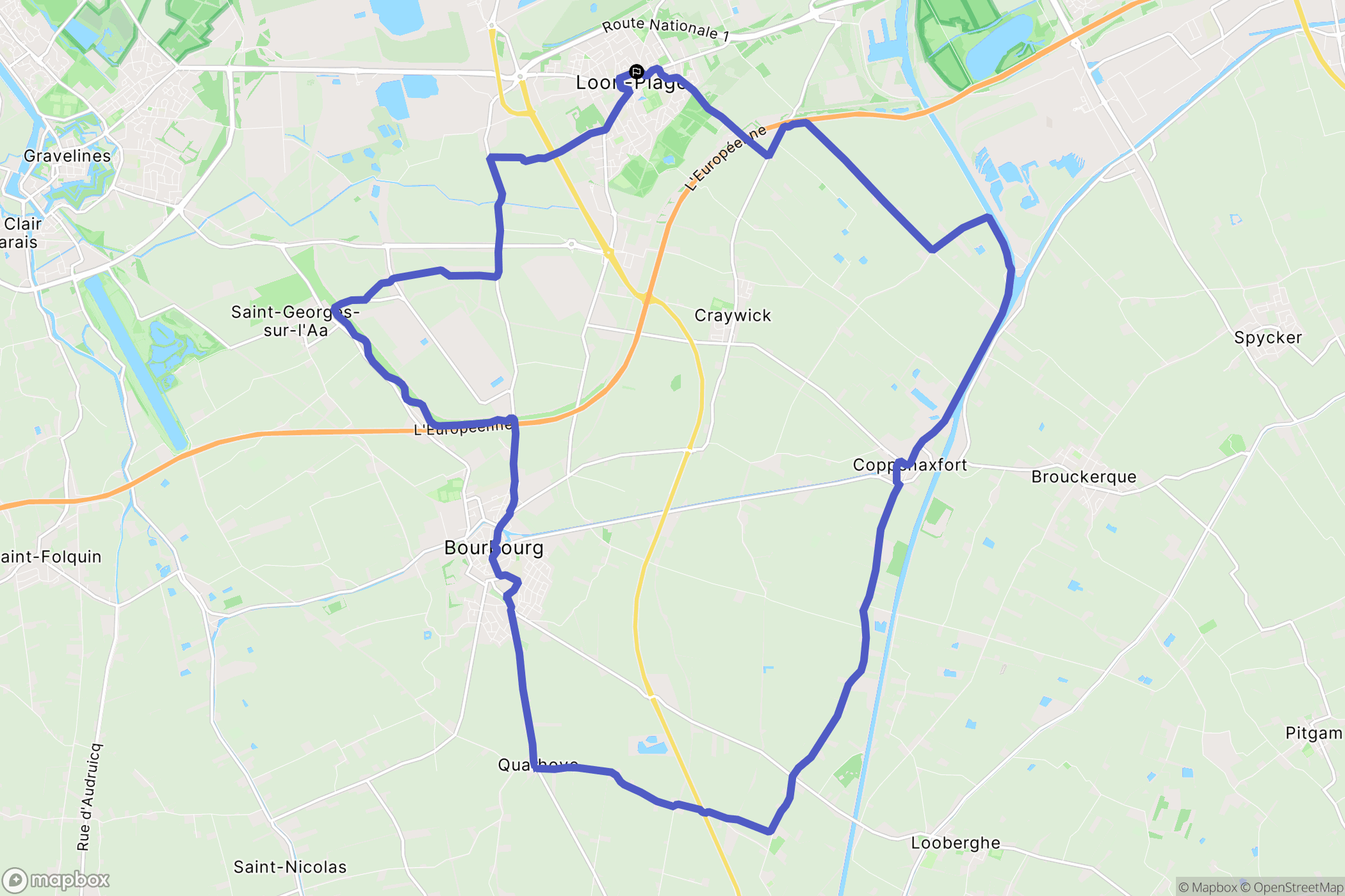 Loon-Plage : carte du parcours de randonnée - France