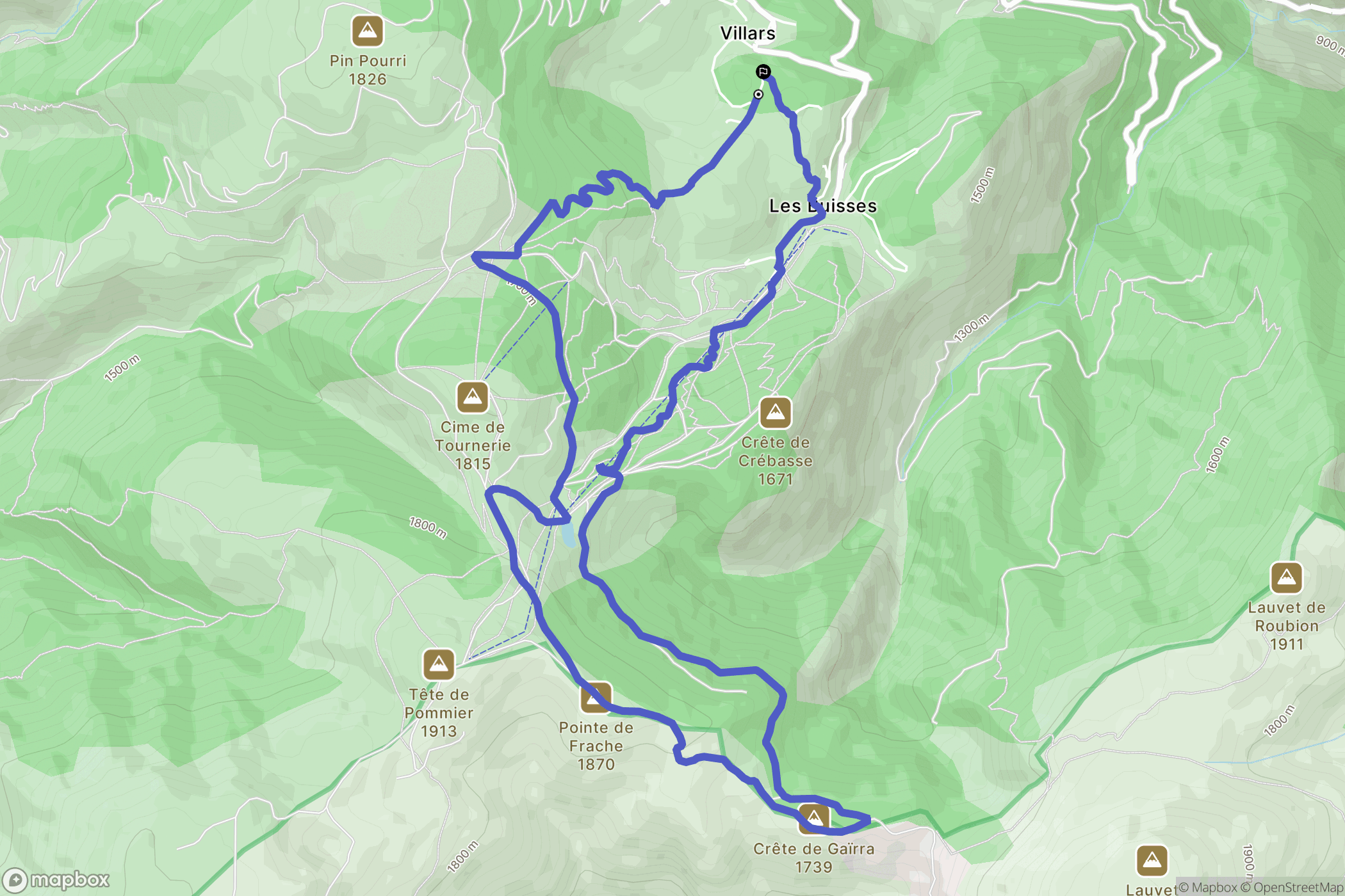 Roubion : carte du parcours de randonnée - France