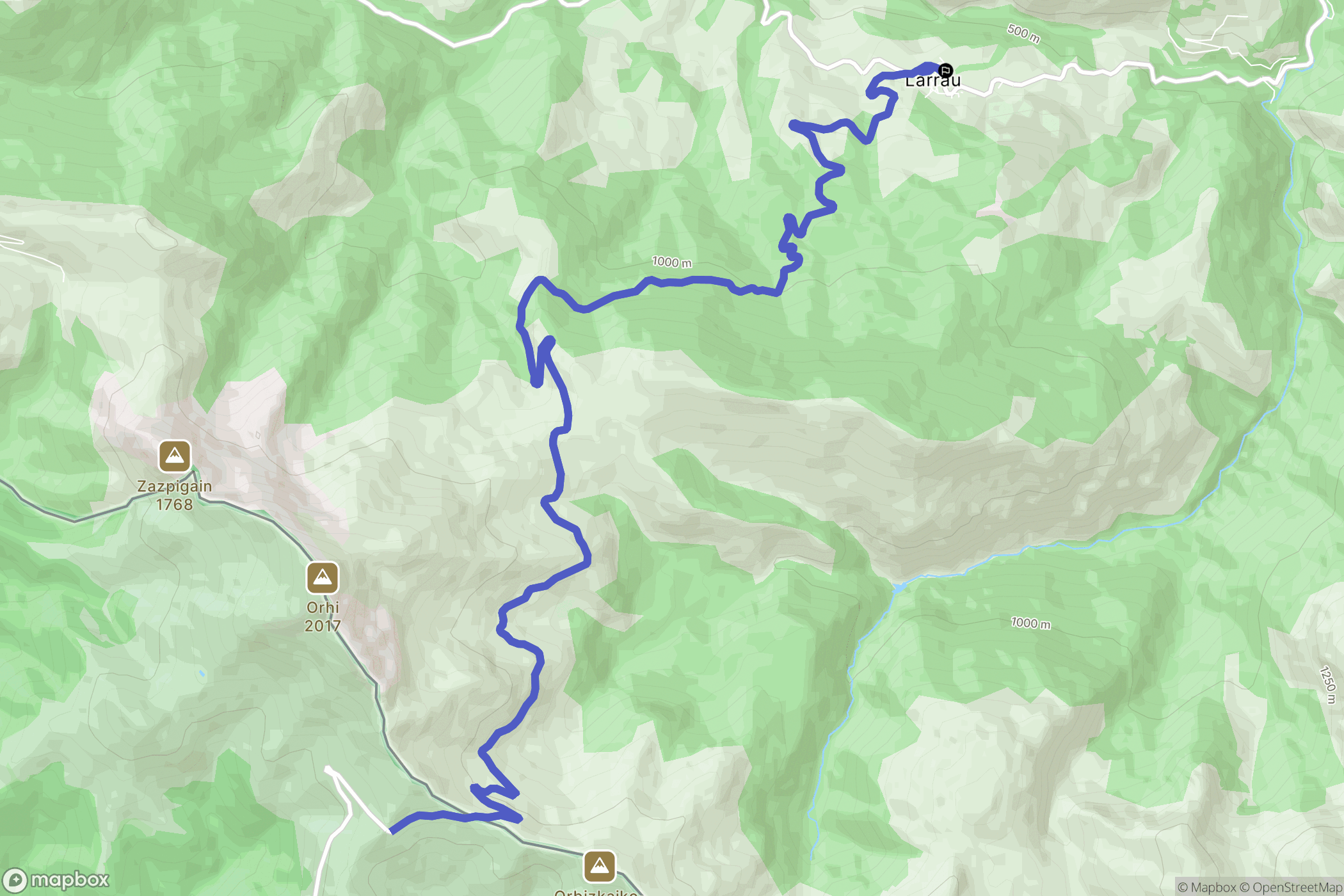 Larrau : carte du parcours de randonnée - France
