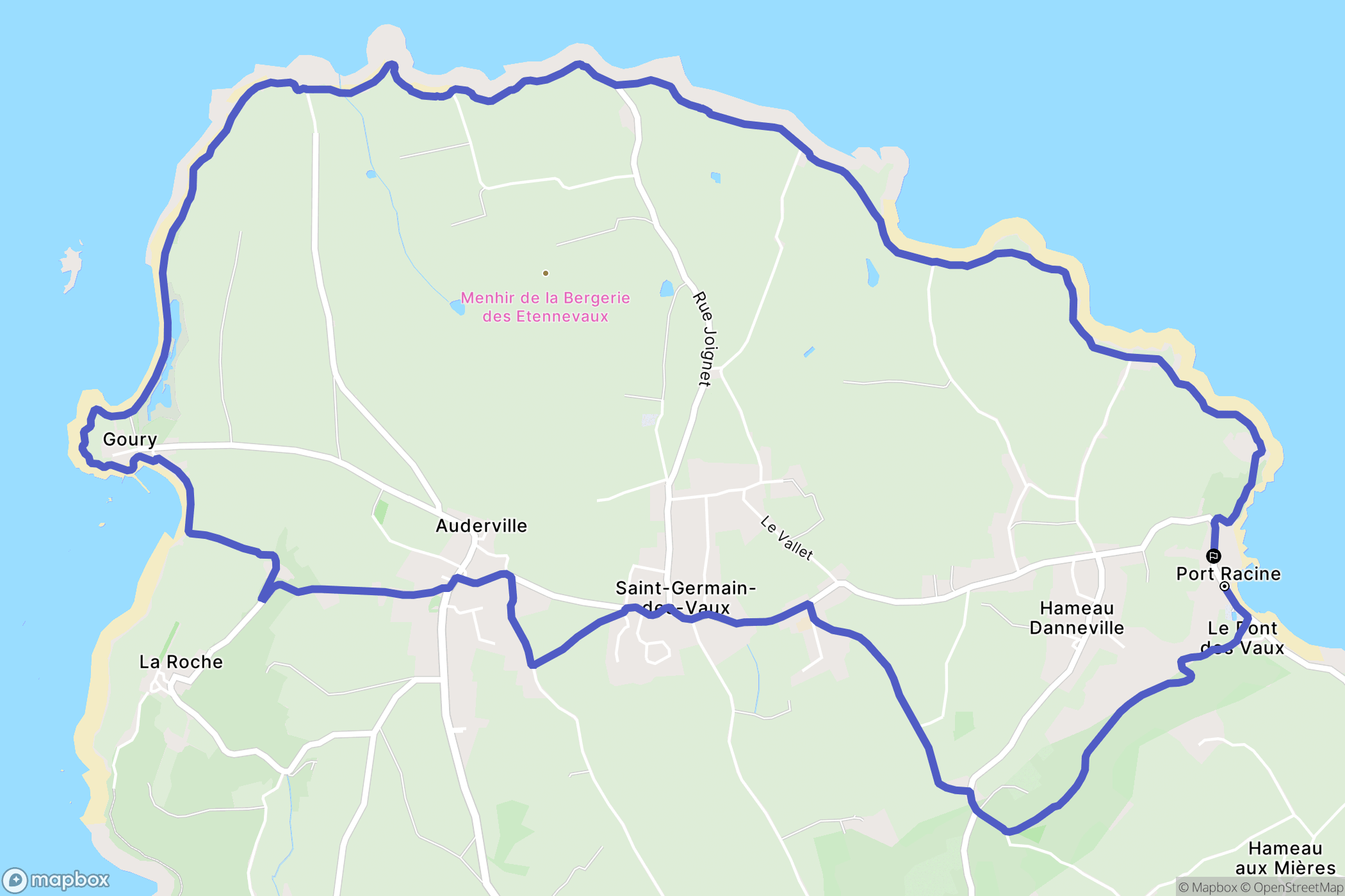 La Hague : carte du parcours de randonnée - France
