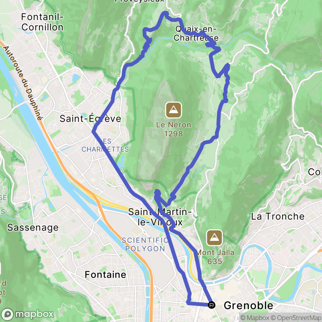 Grenoble : carte du parcours de randonnée - France