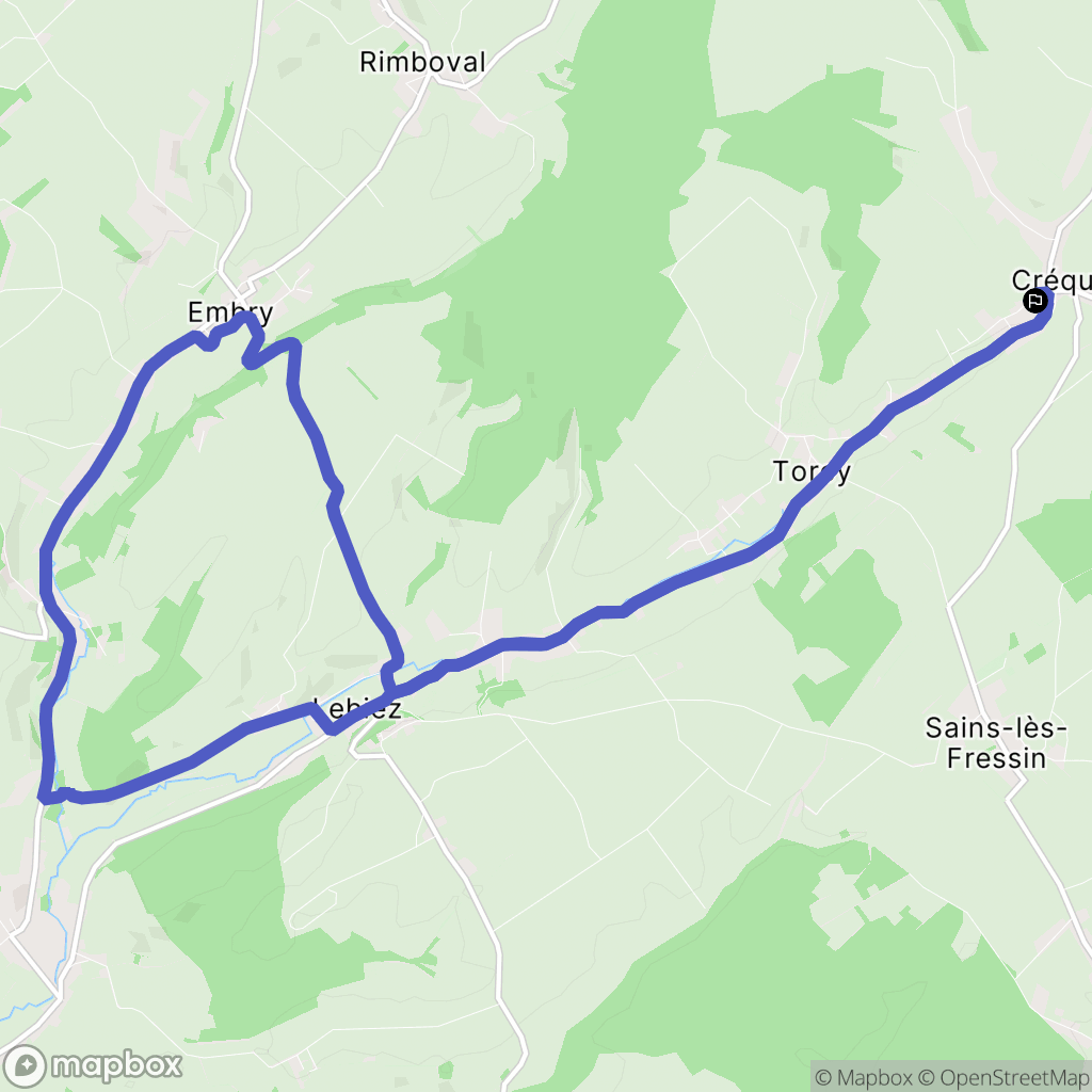 Créquy : carte du parcours de randonnée - France