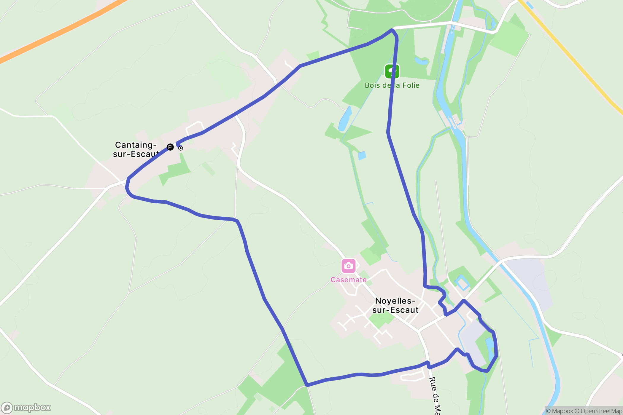 Cantaing-sur-Escaut : carte du parcours de randonnée - France