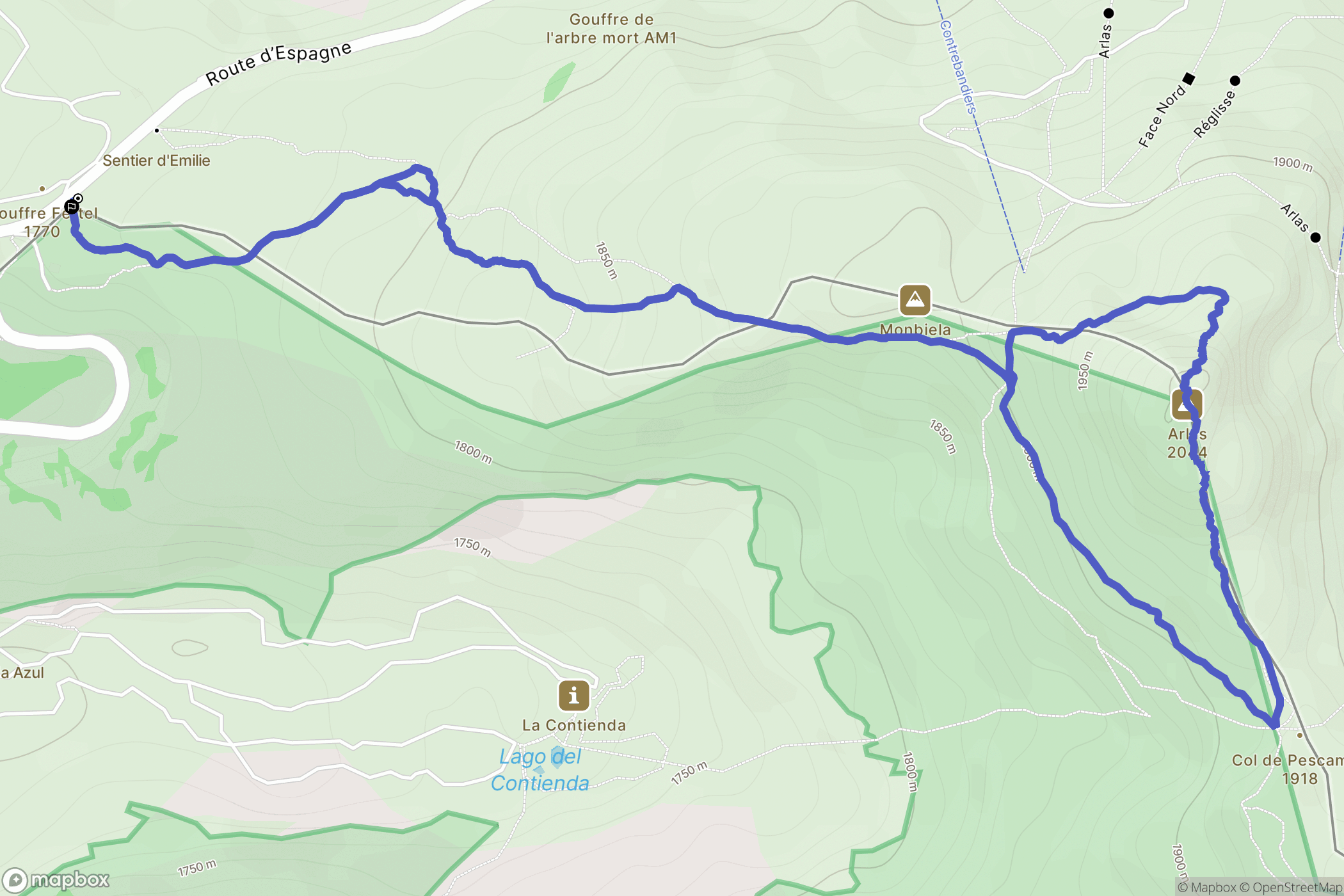 Arette : carte du parcours de randonnée - France