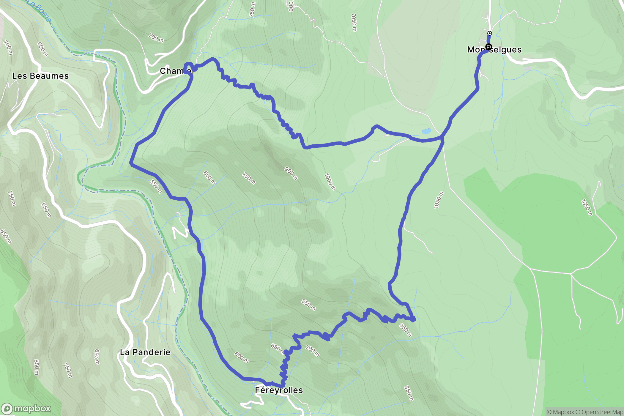 Montselgues : carte du parcours de randonnée - France
