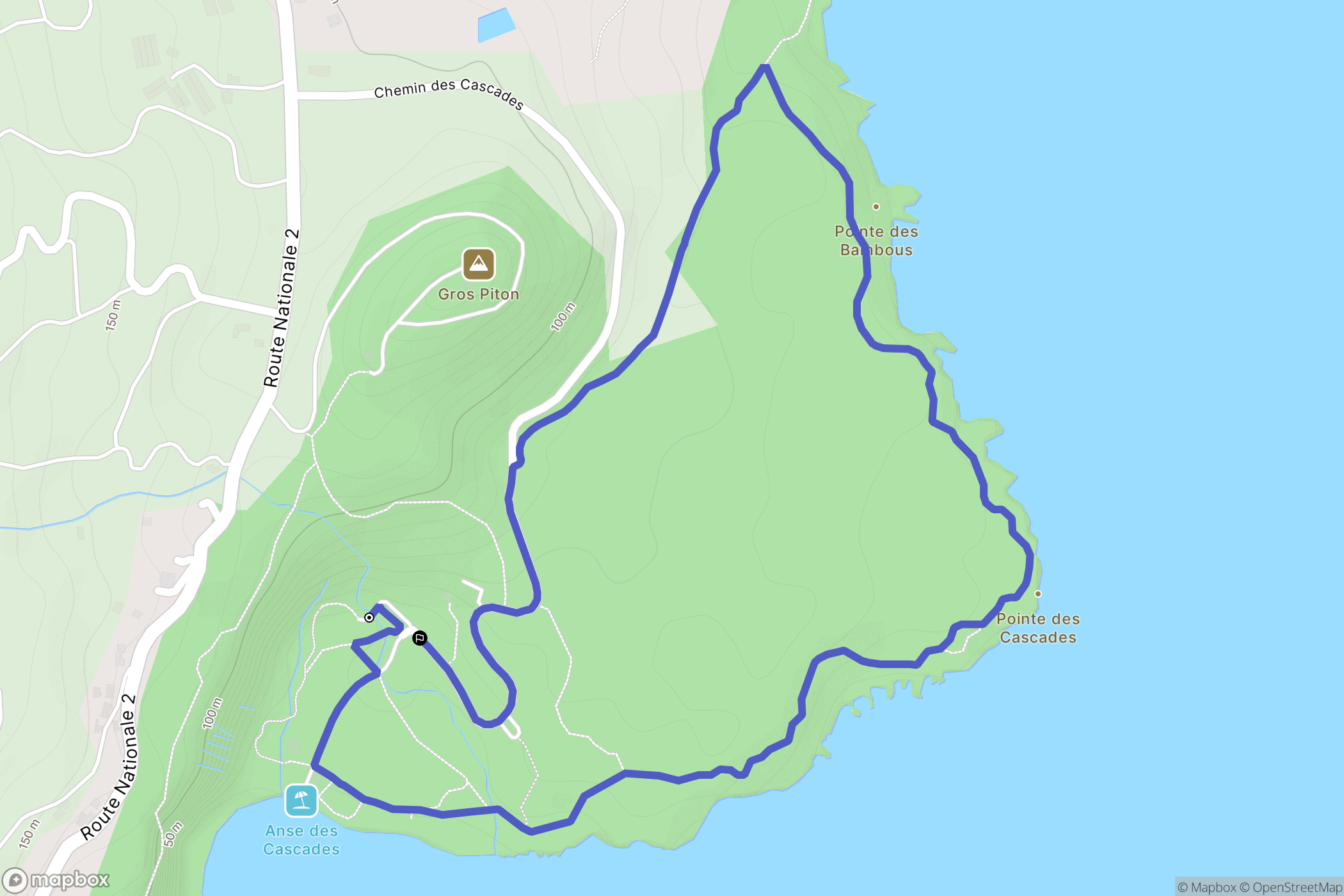 Sainte-Rose : carte du parcours de randonnée - France