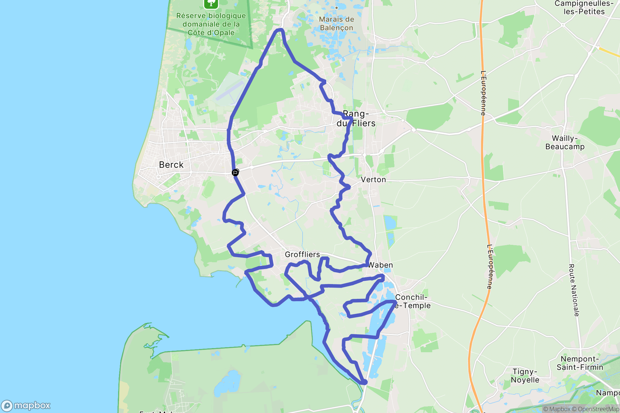 Berck : carte du parcours de randonnée - France