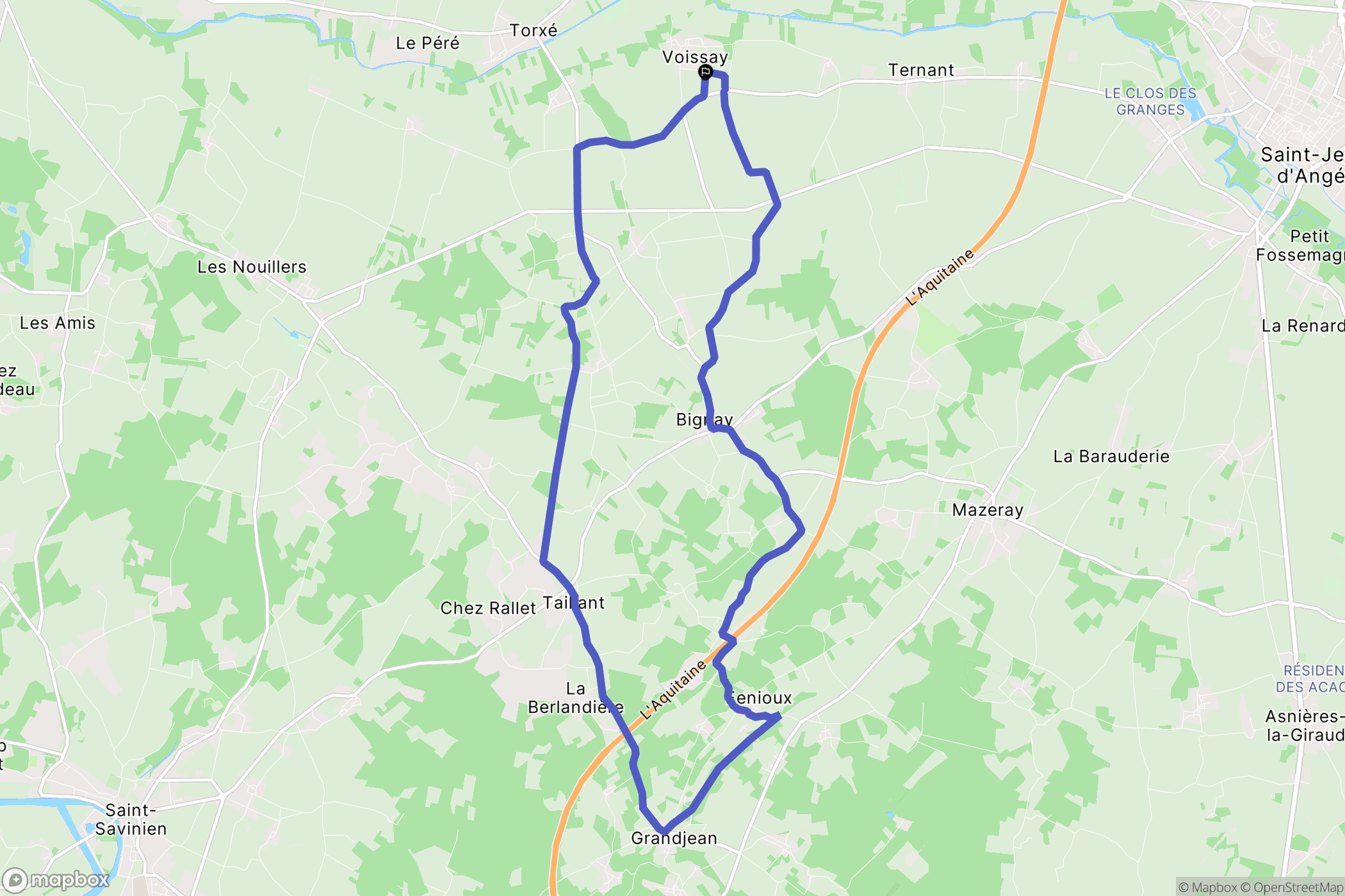 Voissay : carte du parcours de randonnée - France