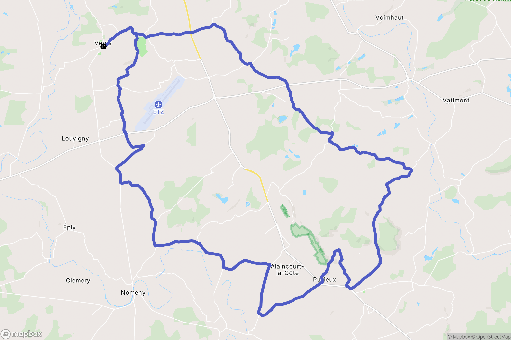 Verny : carte du parcours de randonnée - France
