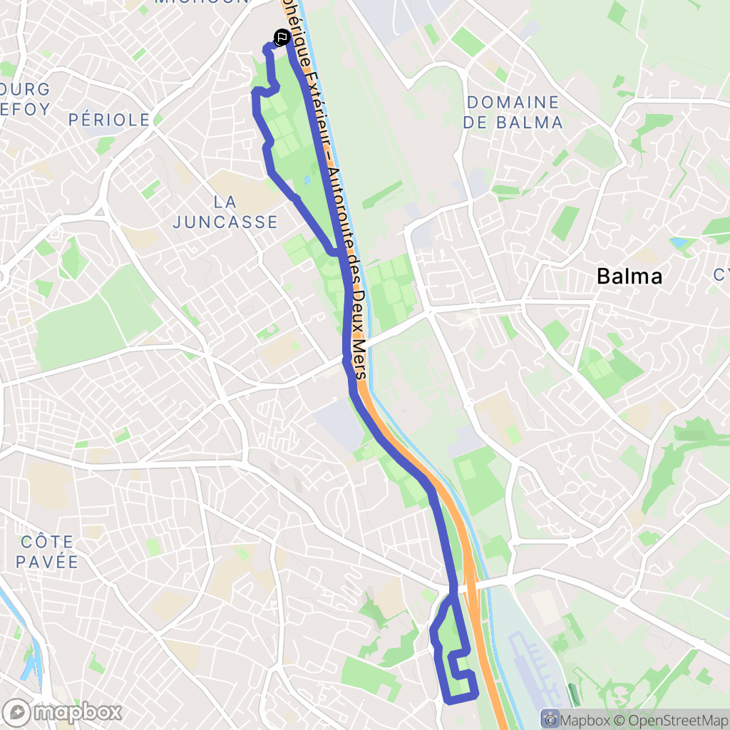 Toulouse : carte du parcours de randonnée - France