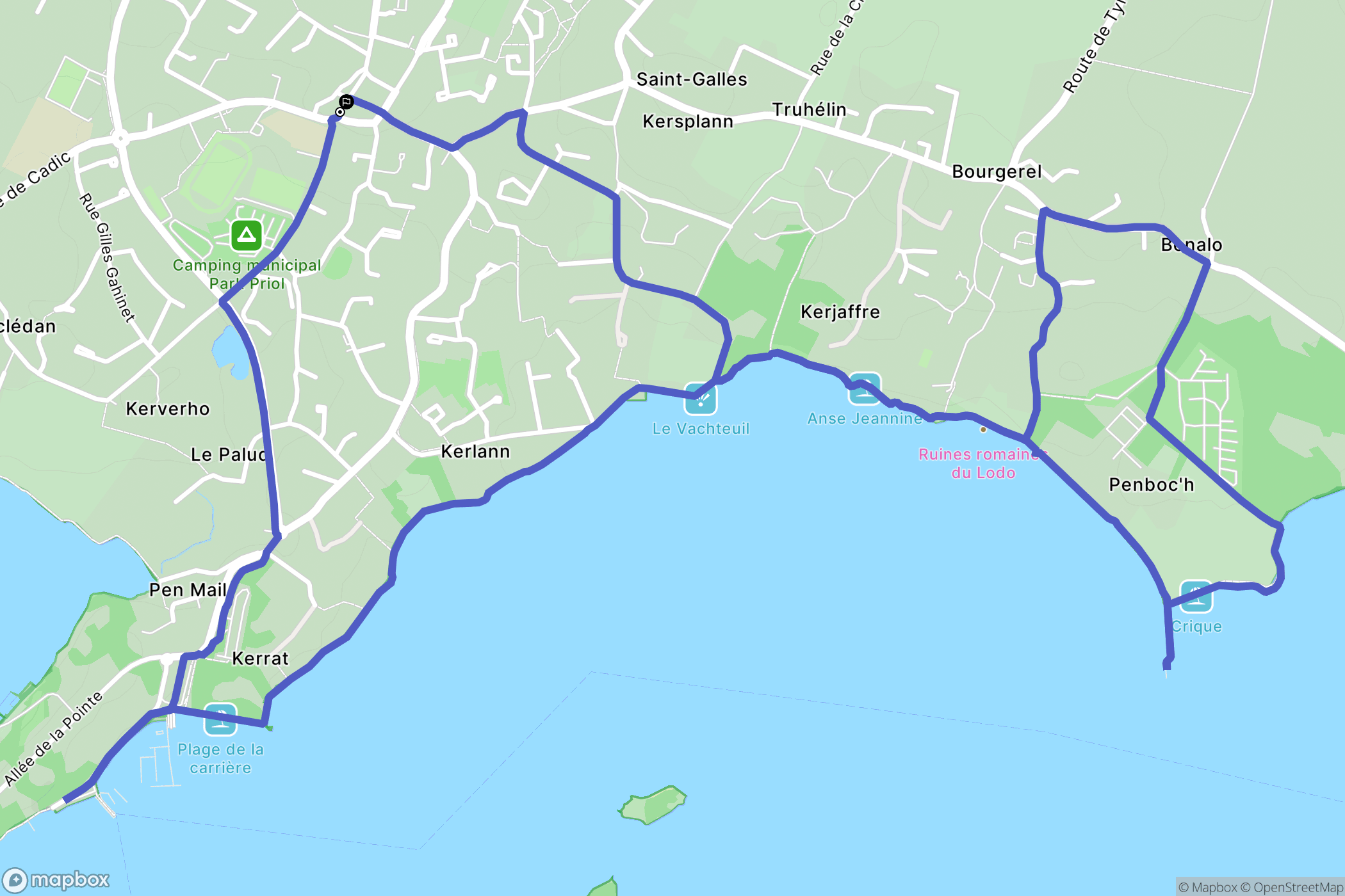 Arradon : carte du parcours de randonnée - France