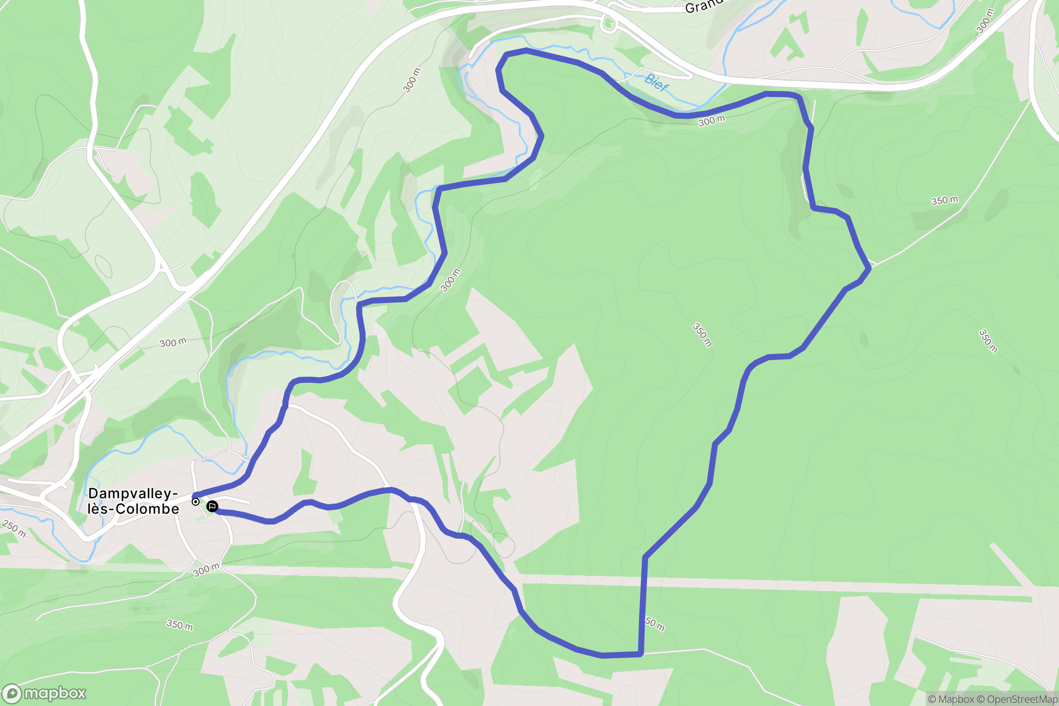 Dampvalley-lès-Colombe : carte du parcours de randonnée - France
