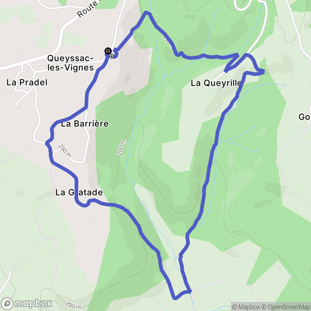 Queyssac-les-Vignes : carte du parcours de randonnée - France