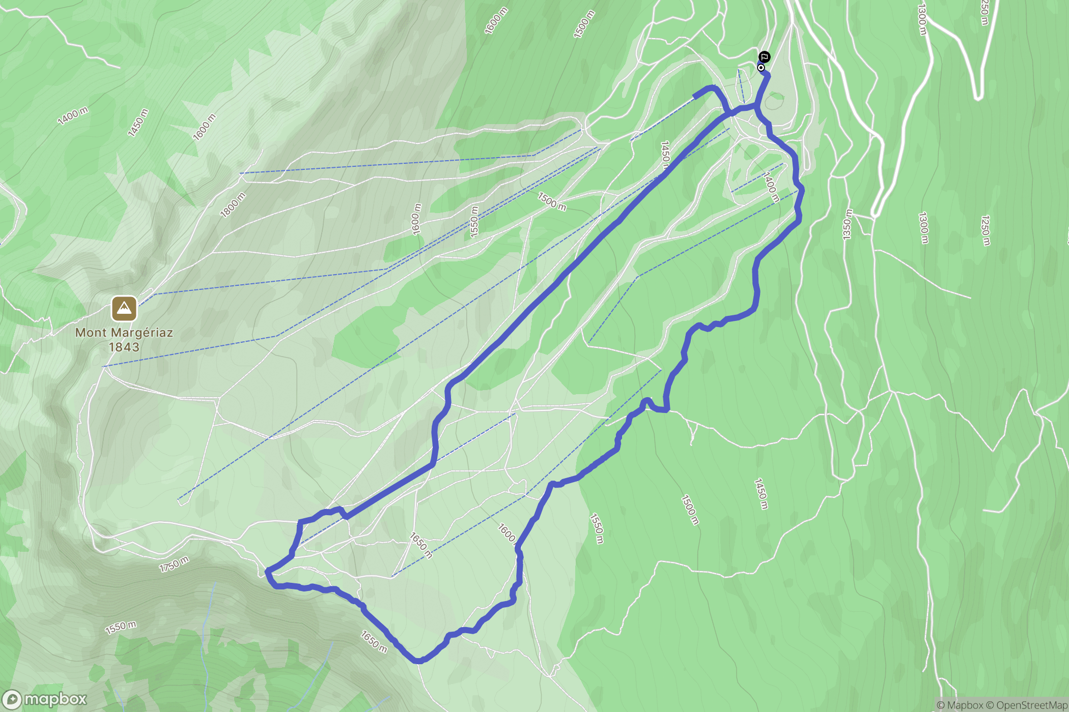 Aillon-le-Jeune : carte du parcours de randonnée - France