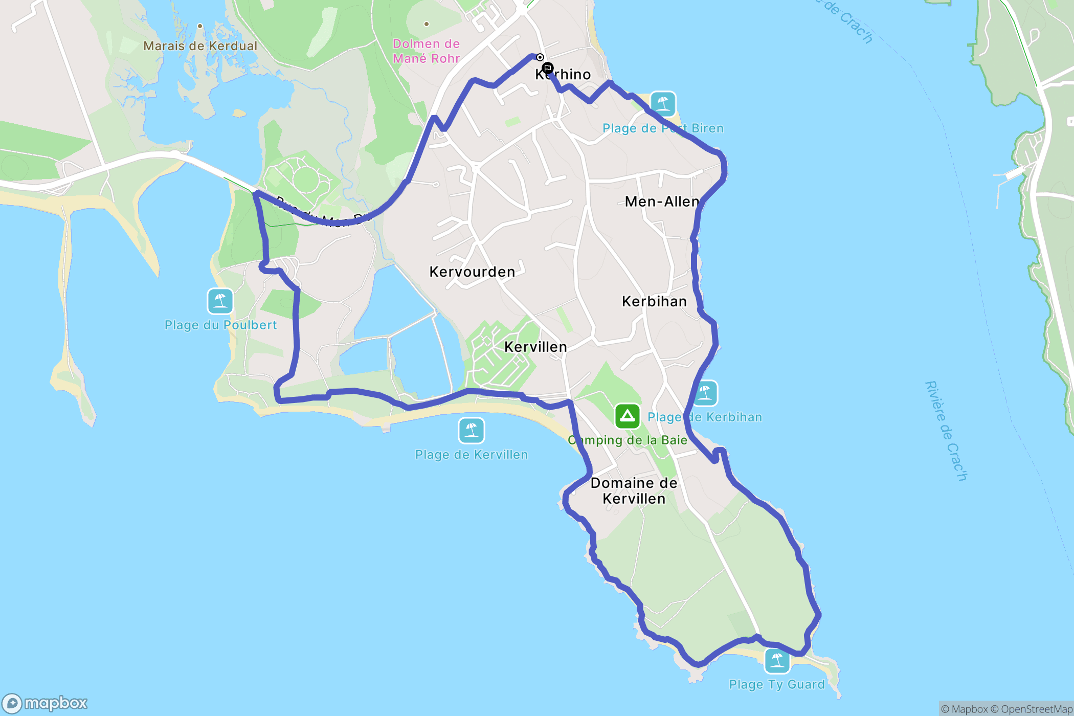 La Trinité-sur-Mer : carte du parcours de randonnée - France
