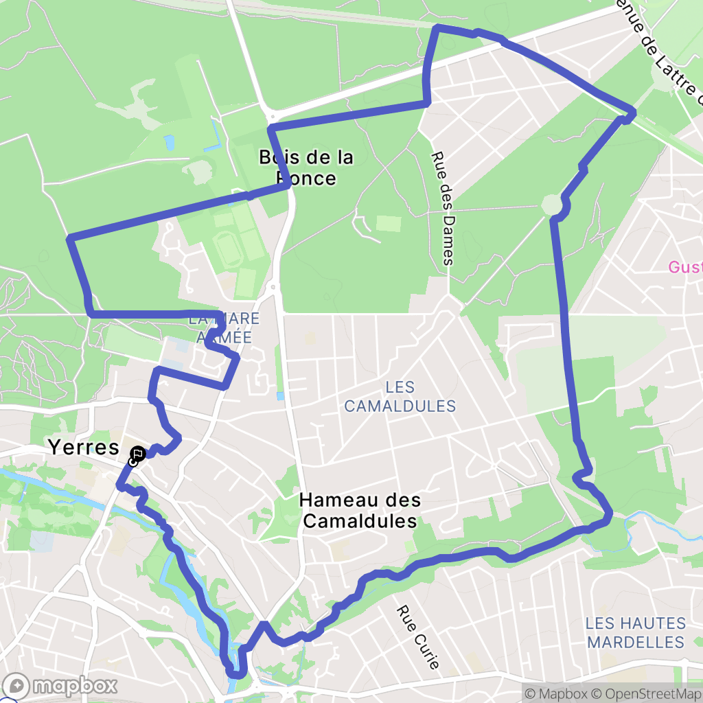 Yerres : carte du parcours de randonnée - France