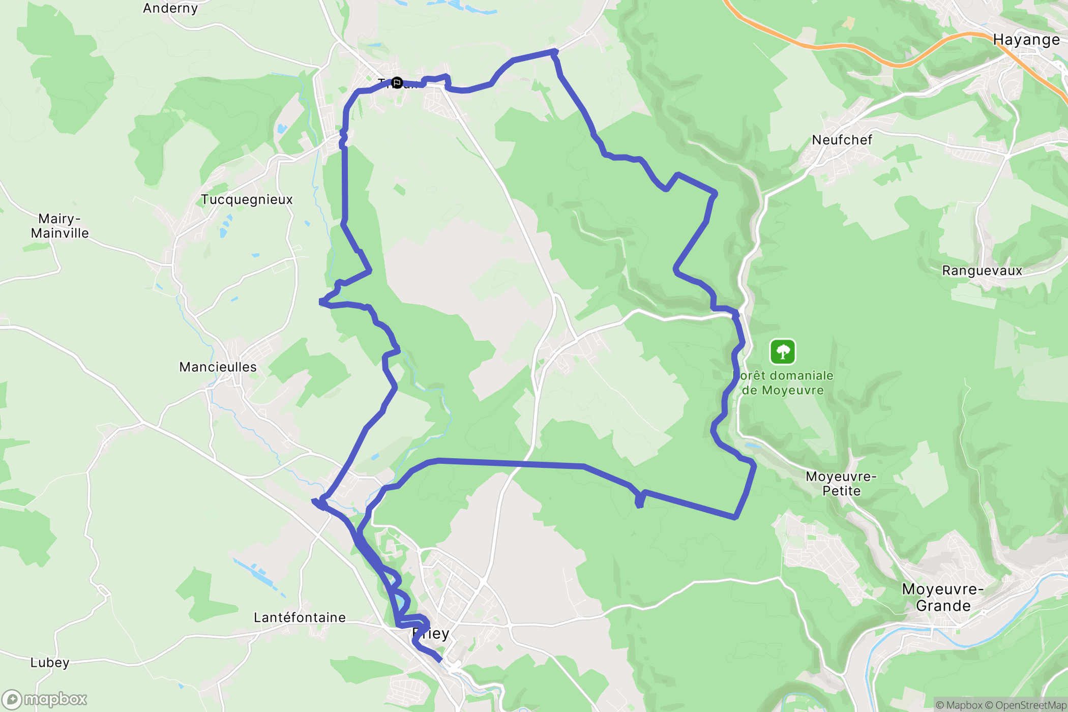 Trieux : carte du parcours de randonnée - France